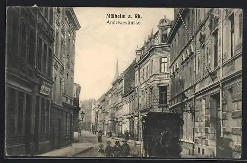 AK Mülheim a. Rh., Geschäfte in der Andreaestrasse