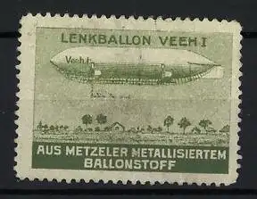 Reklamemarke Lenkballon Veeh I aus Metzeler metallisiertem Ballonstoff