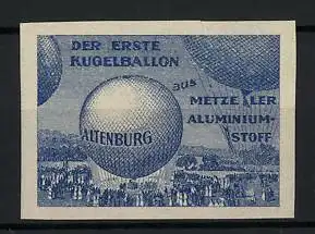 Reklamemarke Erster Kugelballon Altenburg aus Metzeler Aluminiumstoff