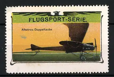 Reklamemarke Flugsport-Serie: Albatros-Doppeltaube auf dem Flugfeld