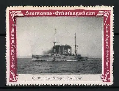 Reklamemarke SM Grosser Kreuzer Gneisenau, Seemanns-Erholungsheim, Kaiser Wilhelm-Stiftung