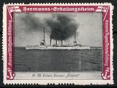 Reklamemarke SM Kleiner Kreuzer Emden, Seemanns-Erholungsheim, Kaiser Wilhelm-Stiftung