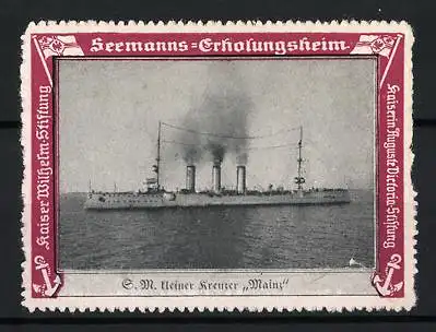 Reklamemarke SM Kleiner Kreuzer Mainz, Seemanns-Erholungsheim, Kaiser Wilhelm-Stiftung