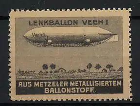 Reklamemarke Lenkballon Veeh I aus Metzeler metallisiertem Ballonstoff