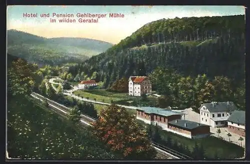 AK Gehlberg, Hotel Gehlberger Mühle mit Umgebung