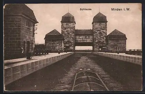 AK Minden i. W., an der Schleuse