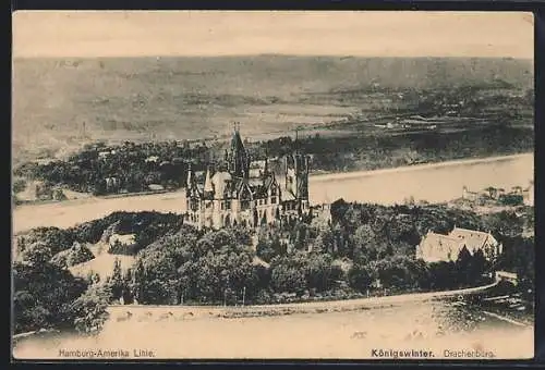 AK Königswinter, Drachenburg aus der Vogelschau