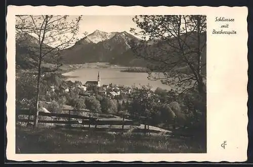 AK Schliersee, Panorama mit Brecherspitze