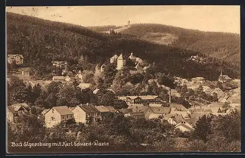 AK Bad Elgersburg, Ortsansicht mit Karl Eduard-Warte