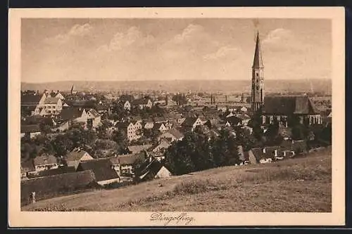 AK Dingolfing, Panorama mit Kirche