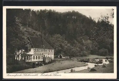 AK Schottersmühle /Fränk. Schweiz, Gasthaus mit Wald