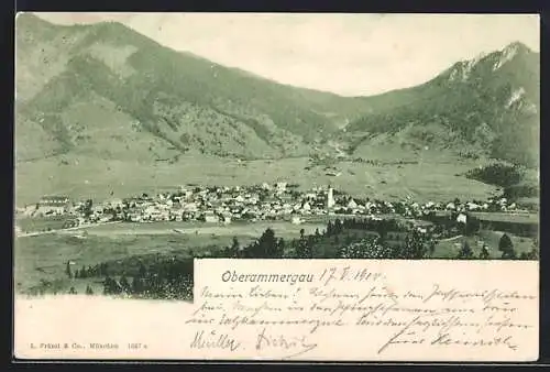 AK Oberammergau, Totale mit Gebirgswand