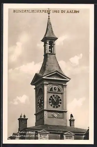 AK Aalen i. Württ., alter Rathausturm mit Spion