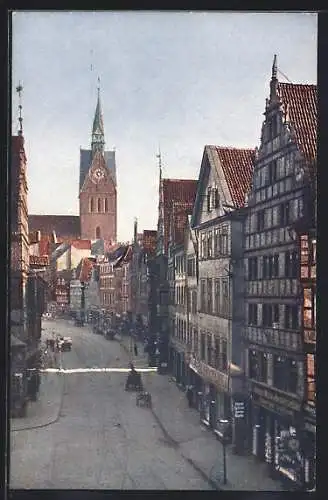 AK Hannover, Schmiedestrasse und Marktkirche