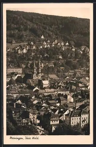 AK Meiningen /Thür. Wald., Dächerlandschaft mit Kirche