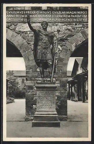 AK Saalburg i. Ts., Römerkastell, Statue des Kaisers Antonius Pius v. d. Porta Dekumana