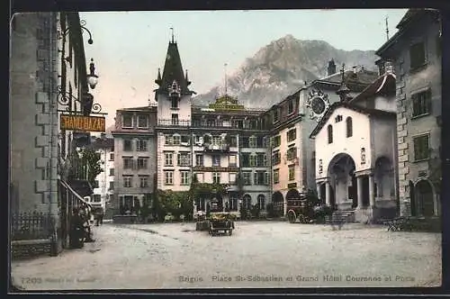 AK Brigue, Place St-Sebastian et Grand Hotel Couronne et Posta