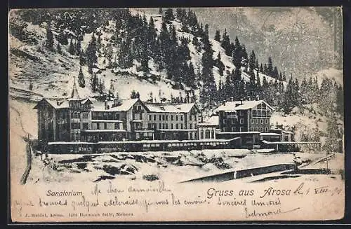 AK Arosa, Sanatorium im Winter