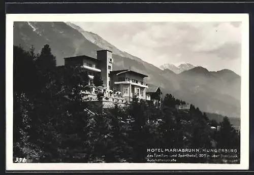 AK Innsbruck, Hungerburg mit Hotel Mariabrunn