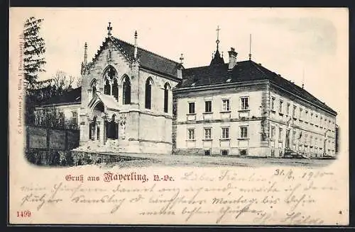 AK Mayerling /Niederösterreich, Blick zum Schloss