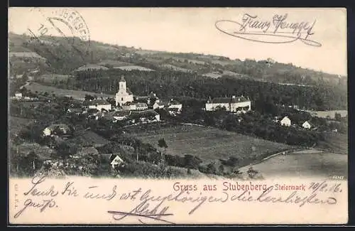 AK Stubenberg /Steiermark, Totalansicht von einem Berg aus