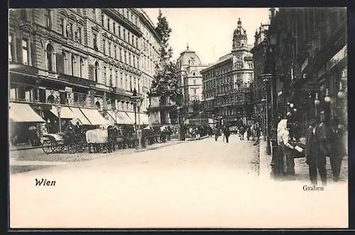 AK Wien, Graben mit Passanten und Geschäften