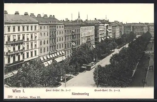 AK Wien, Blick zum Hotel Bristol und zum Grand-Hotel im Kärtnerring