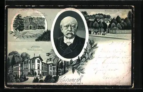 AK Friedrichsruh, Schloss, Grabkapelle der Fürstin, Portrait von Bismarck