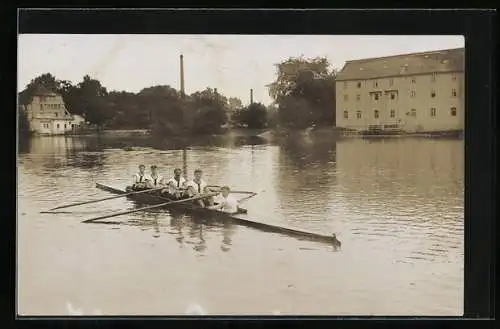 AK Ruderboot Vierer mit Steuermann