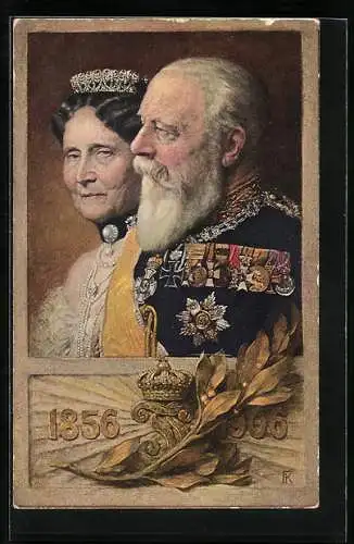 AK Grossherzog Friedrich von Baden mit Gemahlin, Thronjubiläum 1856-1906