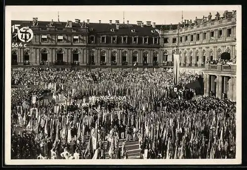 AK Stuttgart, 15. Deutsches Turnfest 1933-Banner-Übergabe im Neuen Schloss