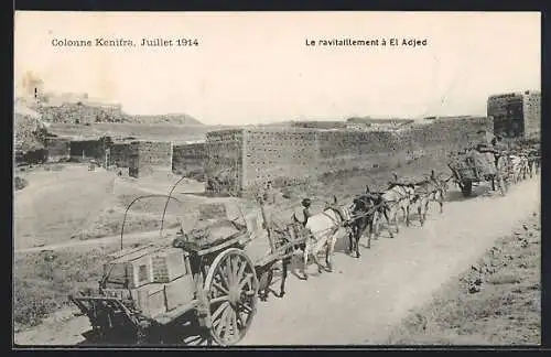 AK Kenifra, Le ravitaillement à El Adjed 1914