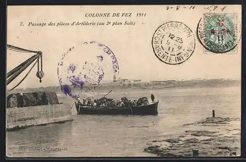 AK Fez, Colonne de Fez 1911-Passage des pièces d`Artillerie
