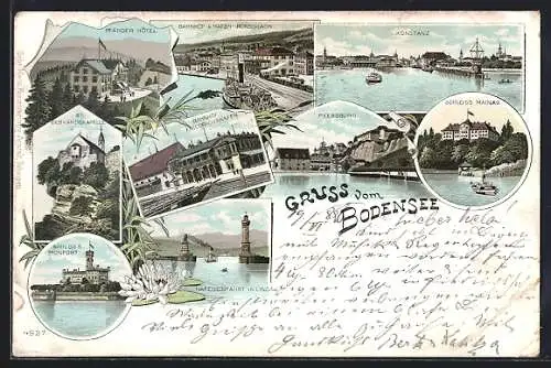 Lithographie Konstanz, Diverse Ansichten der Region am Bodensee