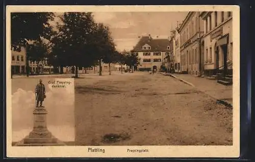 AK Plattling, Preysingplatz, Graf Preysing-Denkmal