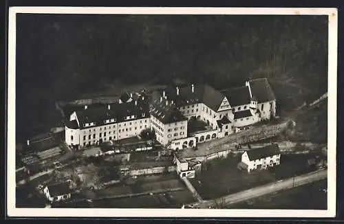 AK Sigmaringen, Franziskanerkloster und Herz-Jesu-Kirche vom Flugzeug aus