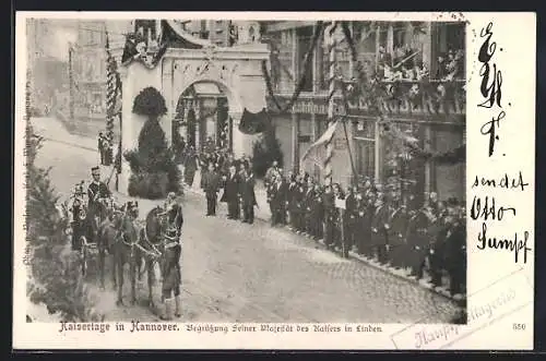 AK Hannover, Kaisertage, Begrüssung Seiner Majestät der Kaiserin in Linden