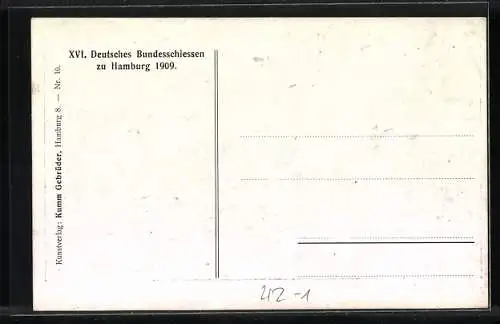 AK Hamburg, XVI. Deutsches Bundesschiessen 1909-Hamburgs Handel und Schiffahrt