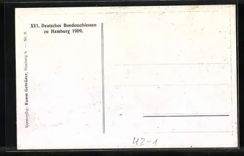 AK Hamburg, XVI. Deutsches Bundesschiessen 1909-Finkenwärder Fischerkutter