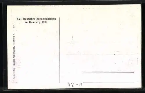 AK Hamburg, XVI. Deutsches Bundesschiessen 1909-Der letzte rote Omnibus