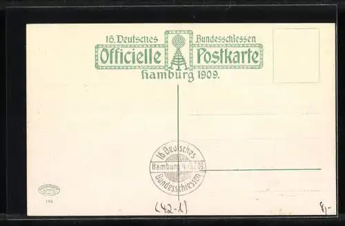 Künstler-AK Hamburg, 16. Deutsches Bundesschiessen 1909, Bratwurstglöckchen von G. Böhle