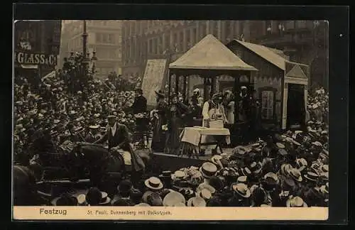 AK Hamburg, XVI. Deutsches Bundesschiessen 1909-Festzug, St. Pauli, Dannenberg mit Volkstypen