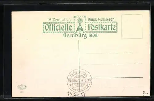 Künstler-AK Hamburg, XVI. Deutsches Bundesschiessen 1909-Festhalle