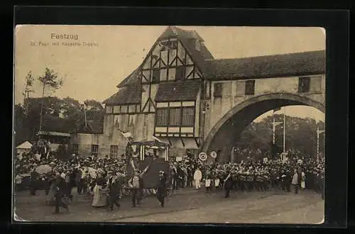 AK Hamburg, XVI. Deutsches Bundesschiessen 1909-Festzug St. Pauli mit Kasperle-Theater