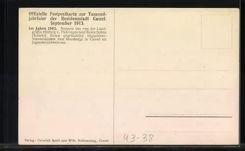 Künstler-AK Kassel, Tausendjahrfeier 1913, Nonnen des Agustiner-Nonnenklosters zum Ahnaberge erziehen Kinder 1163