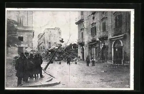 AK Messina, Strassenpartie nach dem Erdbeben