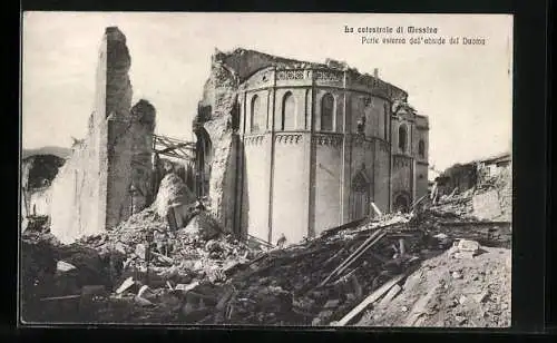 AK Messina, La catastrofe di Messina, Parte esterna dell`abside del Duomo, Erdbeben