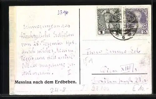 AK Messina, Strassenpartie nach dem Erdbeben