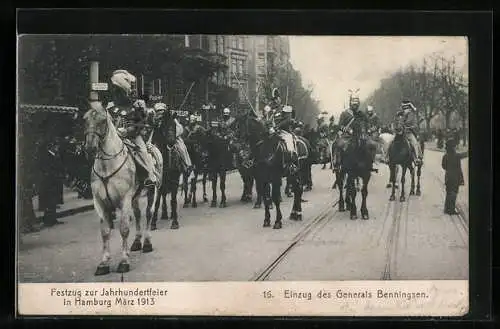 AK Hamburg, Festzug zur Jahrhundertfeier März 1913, Volksfest, 16. Einzug des General Benningsen auf seinem Pferd