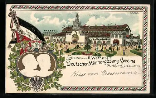 AK Frankfurt /Main, Gruss vom II: Wettstreit Deutscher Männergesang-Vereine, 3.-6. Juni 1903